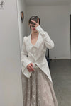Marc le bihan long -sleeved big collar fried shirt 2611 white